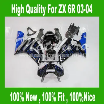 

ZX 6R 03 fairing FOR KAWASAKI NINJA ZX 6R 636 03 04 ZX-6R 2003 2004 ZX6R 03 04 ZX 6R 03 04 fairing kits blue flame black #44U71M