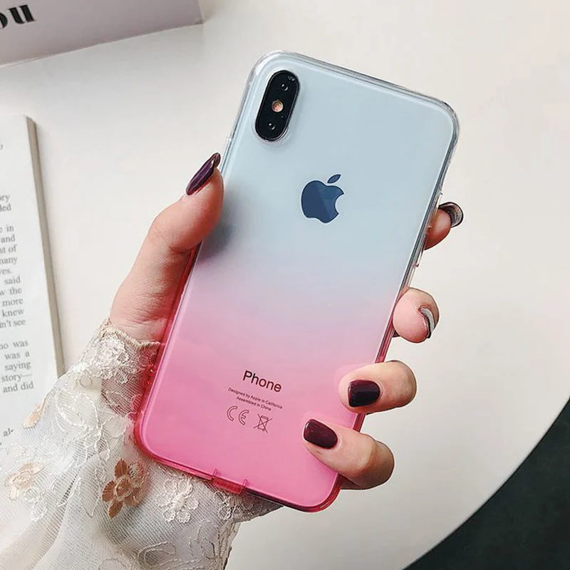 Ультратонкий Мягкий ТПУ градационный чехол для iPhone X XR XS MAX Pretty прозрачный