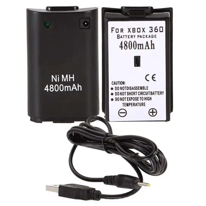 Черный зарядное устройство USB кабель + аккумуляторная батарея для XBOX360