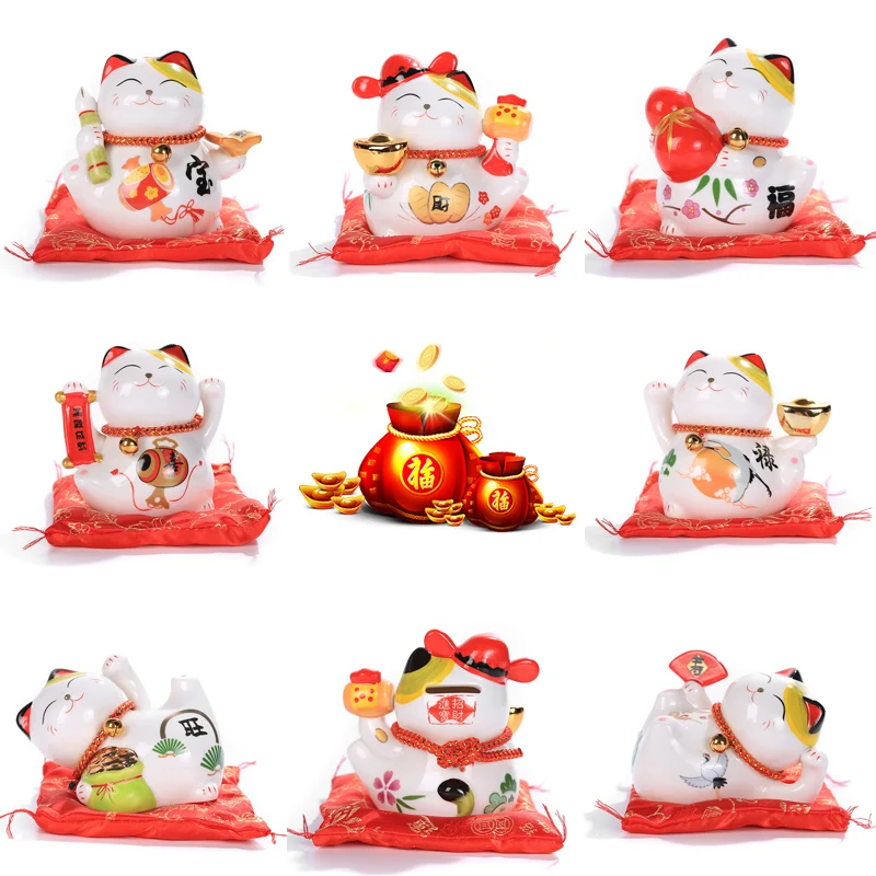 4 дюйма Maneki Neko керамика Lucky Cat домашний декор фарфоровые украшения креативные деловые подарки Фортуна кошка копилка фэншуй ремесло