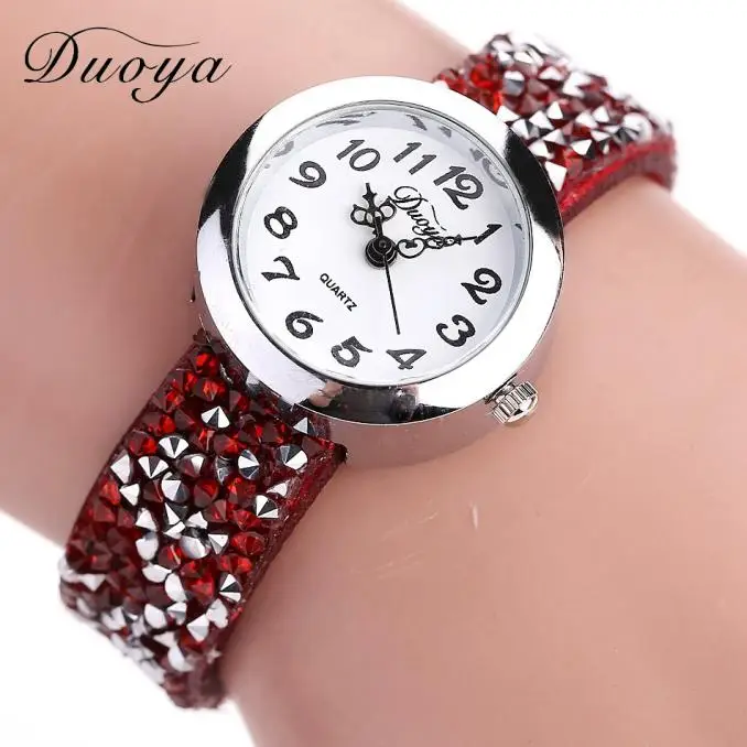 Бренд Duoya, часы для женщин, модные, кристалл, стразы, браслет, часы для девушек, кварцевые, Роскошные, винтажные, женские часы, подарок, дропшиппинг 4