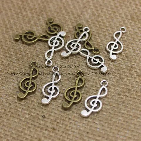 

PULCHRITUDE 2*10*23mm Latest Design 80pcs/lot New Musical Note Charms two color Alloy Pendant Jewelry Findings