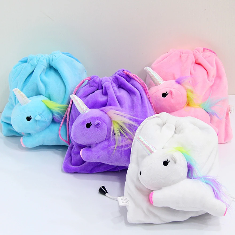 

21*20CM Animal Doll Storage-bag Soft Plush Unicorn Stuffed Toy for Kids Creative Pouch Buggy Bag