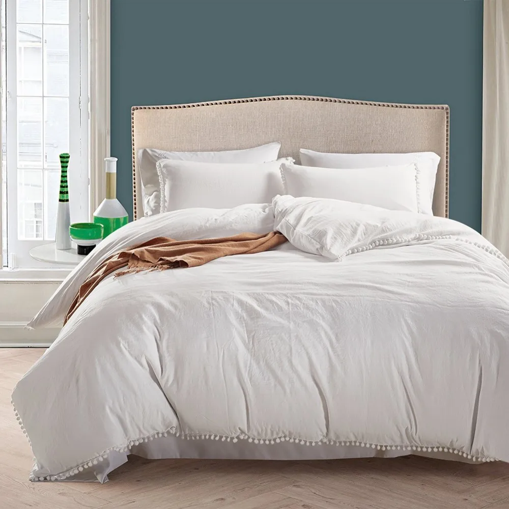 

2/3pcs Solid Color Pleated Effects Bedding Set Comfortable Polyester Home Sleeping Bedclothes Duvet Cover Pillow Case