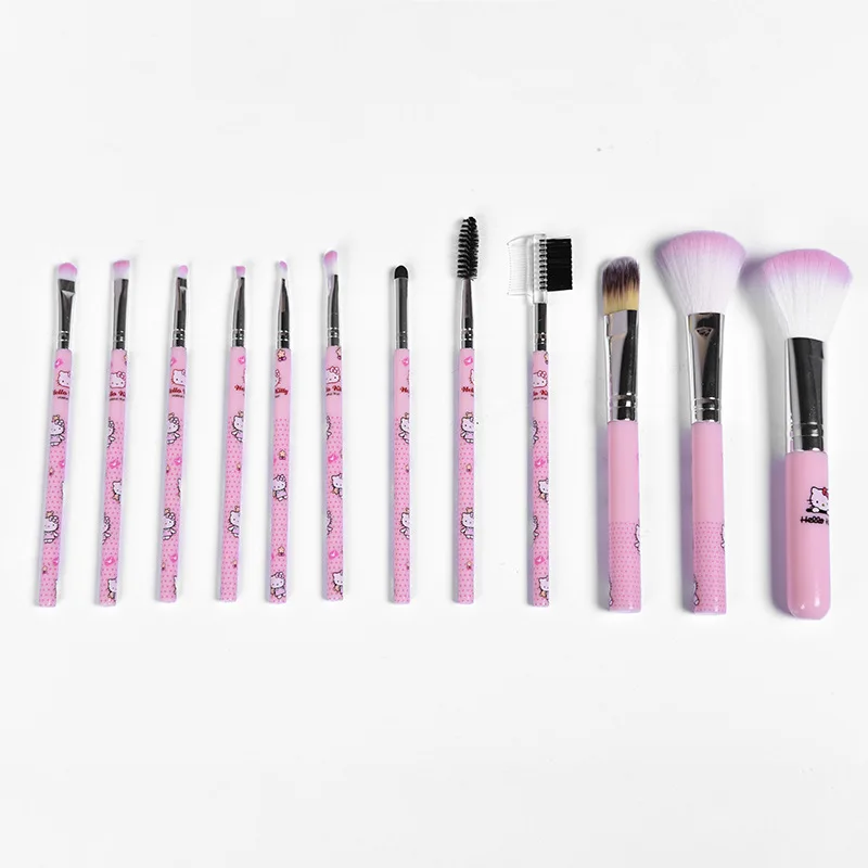 Bonito dos Desenhos Pincéis de Maquiagem Sombra de Olho Animados Conjunto Fundação Delineador Pestana Lábio Compõem Escova Cosméticos Beleza Kit Ferramenta Quente 12 pó 16 Beleza e saúde