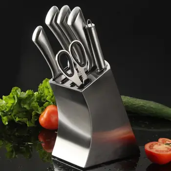 

Kitchen Stainless Steel Knife Stand Kitchen Organizer Holder Stand Tool Rack ABS Knife Block Set Bottom With Water Outlet