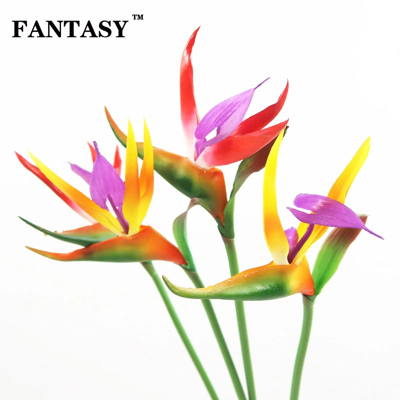 

FANTASY 60cm Real Touch Artificial Flower Branch PU Paradise Bird Strelitzia Reginae Fake Plant For DIY Wedding Home Party Decor