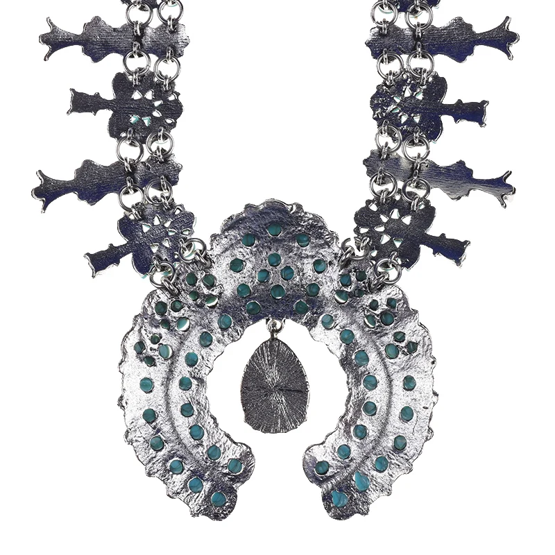 JERPVTE винтажное тибетское серебряное геометрическое ожерелье s& Подвески женское эффектное ожерелье с натуральными камнями чокер Макси женское ожерелье