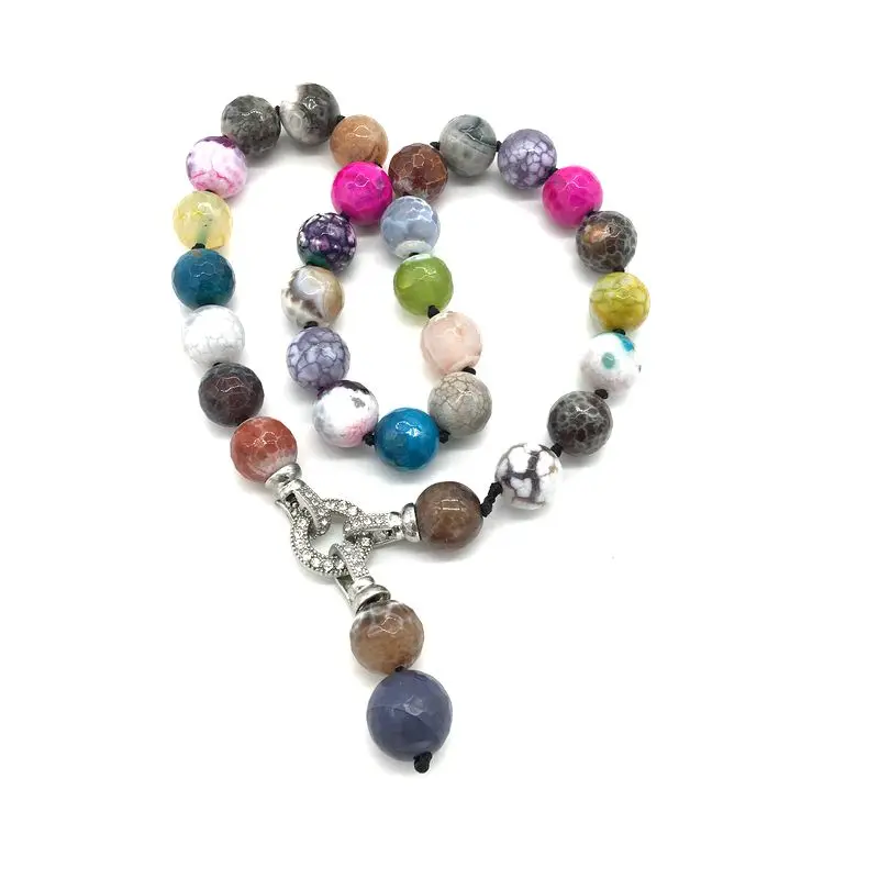 

2018 Hot Fashion Necklaces Beads Choker Necklaces For Women Natural Stone 14mm Beads Hand-Made Jewelry