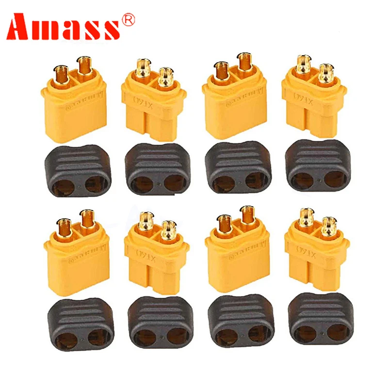 Demeras Set Di 2 Cavi Adattatori XT60 A T Plug - 4 Tipi Disponibili (maschio/femmina) - 14 AWG, Lunghezza 10 Cm, Rivestimento In Silicone - Per Batterie Lipo E Caricabatterie RC