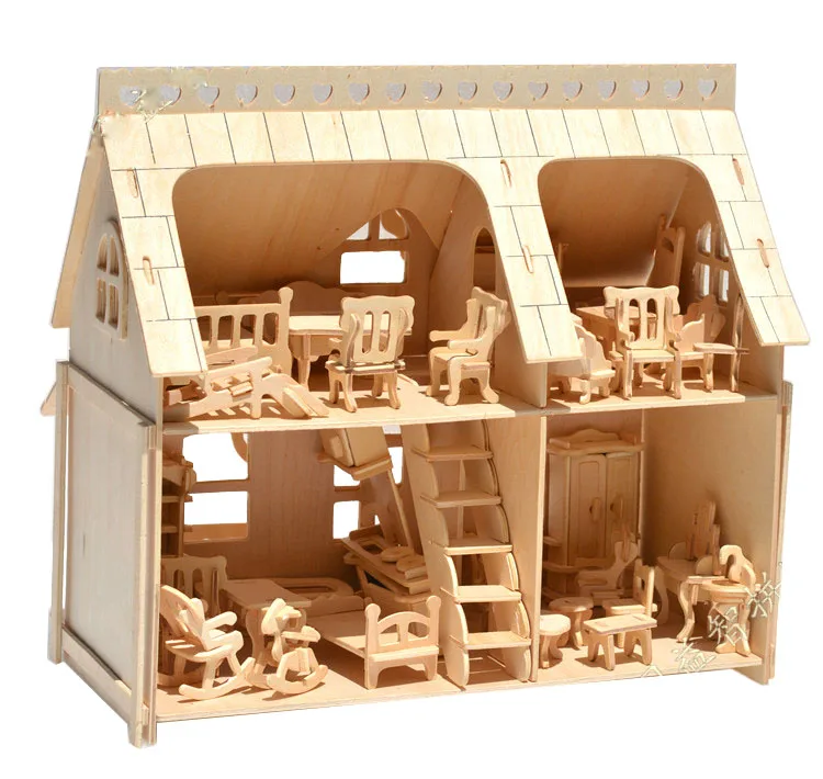 BOHS большой крыльцо полный дом с верандой DIY Модель 3D головоломка шт. 34 мебели