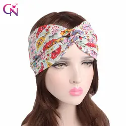 2018 женские Twist Узел узор повязка эластичный богемный Hairband широкая голова Обёрточная бумага тюрбан волос группа цветок аксессуары для волос