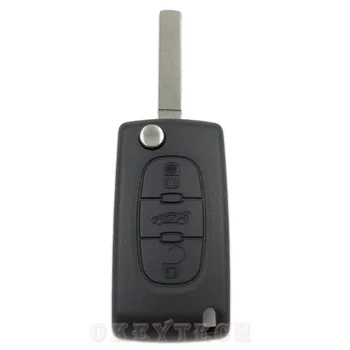 

OkeyTech For Peugeot 307 3 Buttons Remote Car Key Shell Trunk Button With Battery Clamp Without Groove Blade Uncut Flip FOB