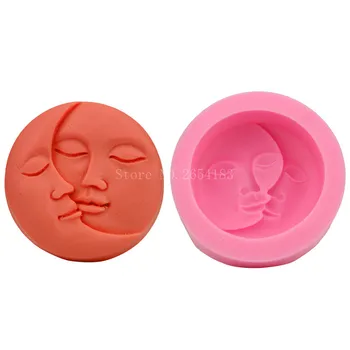 

Moon Sun lovers Valentine Kiss Silicone Fondant Soap 3D Cake Mold Cupcake Jelly Candy Sugar Decoration Baking Moulds FQ1705