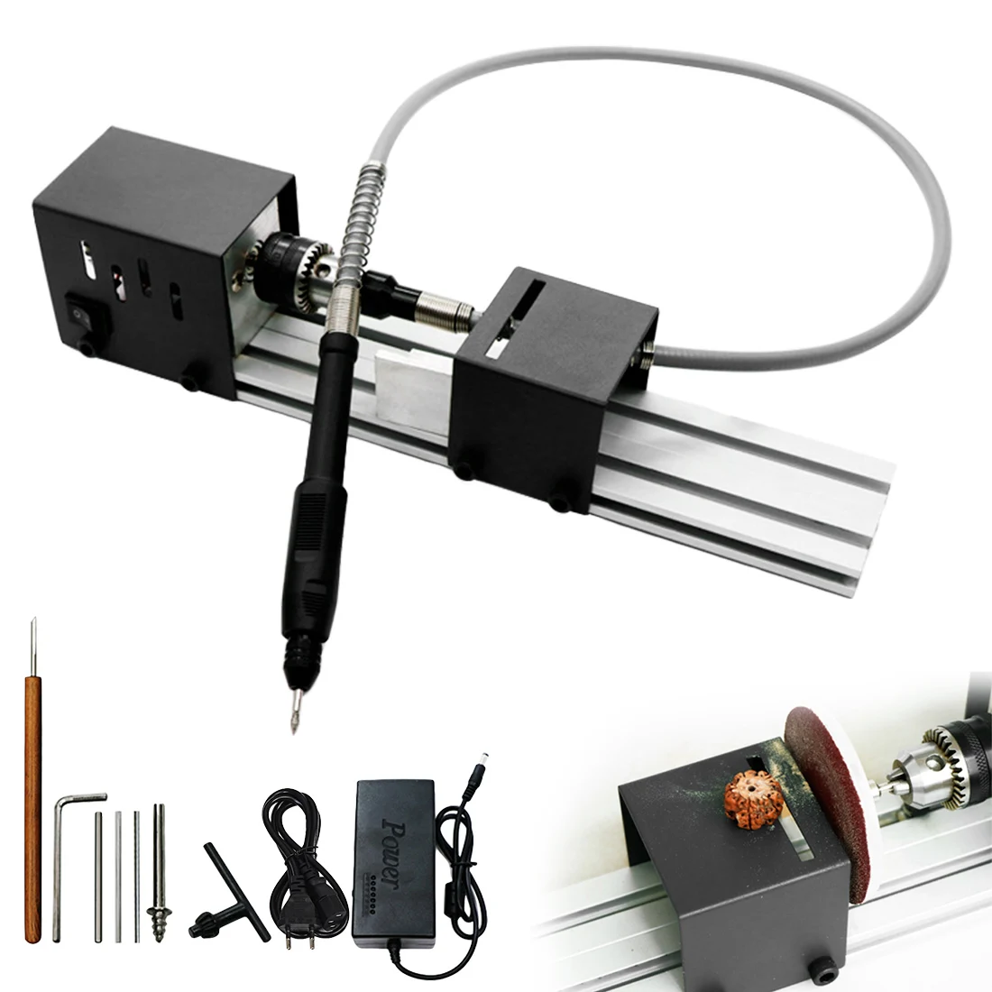 

High-precision Wood Working Lathe Drill Mini Lathe Beads Machine Buddha Pearl Lathe Grinding and Polishing Beads Rotary Tool