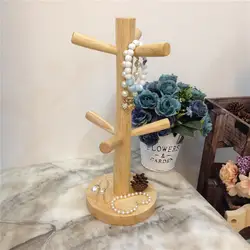Творческий k/d Jewelry Дисплей стенд дуб деревянный шкаф хранения для дам туалетный столик Цепочки и ожерелья Серьги браслет вешалка держатель