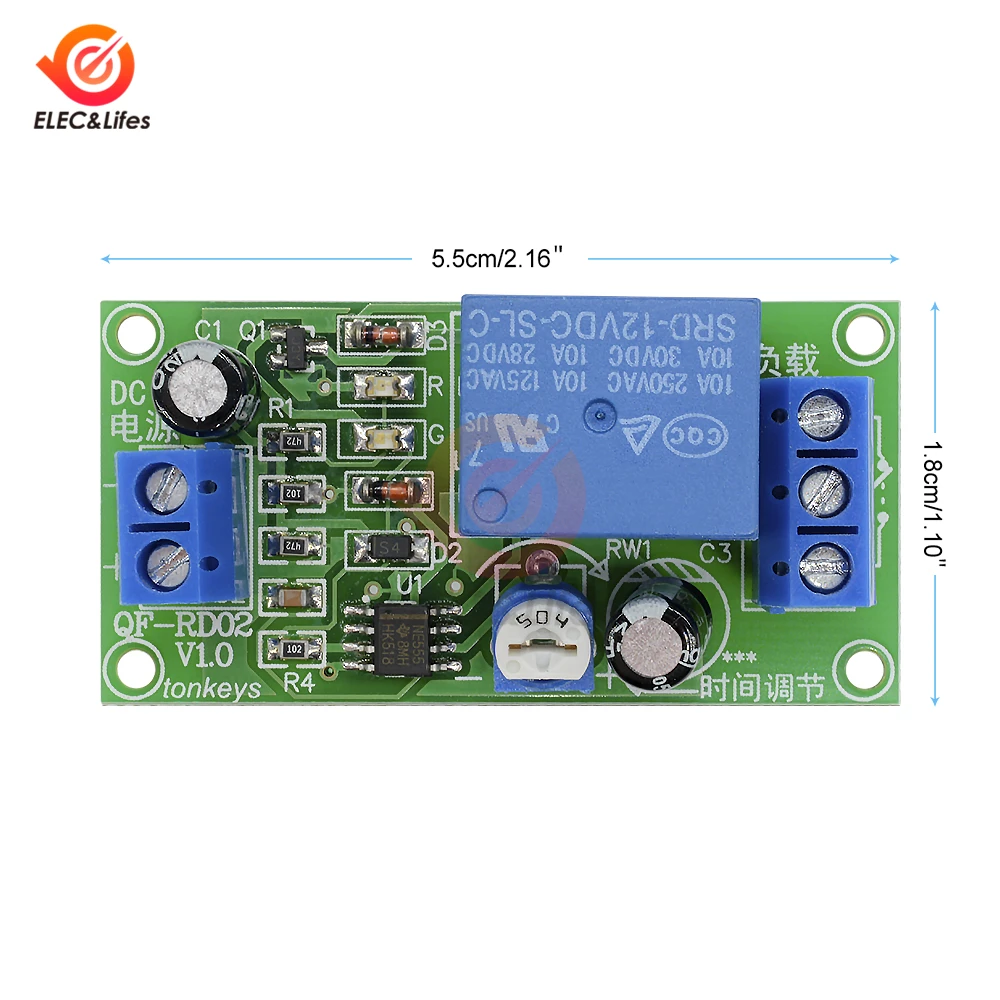 12 В реле задержки времени NE555 проводимость триггера реле задержки таймера переключатель управления генерацией импульсов Регулируемый релейный модуль