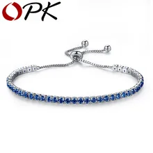 OPK AAA Теннисный браслет с кубическим цирконием для женщин, блестящий серебряный, синий, зеленый, фиолетовый, черный браслет с кристаллами, ювелирное изделие, 970