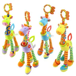 Симпатичные мягкие плюшевые игрушки детские мягкие Жираф животных колокольчики погремушки ручка Игрушечные лошадки с прорезывателем