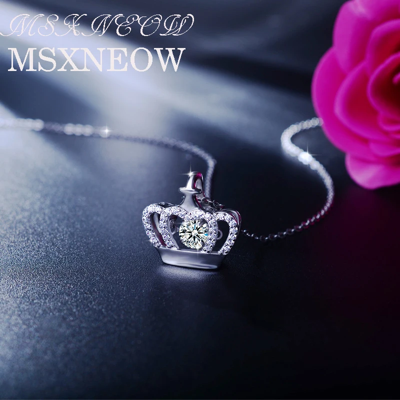 MSXNEOW роскошное Настоящее серебро 925 пробы с кубическим цирконием ожерелье
