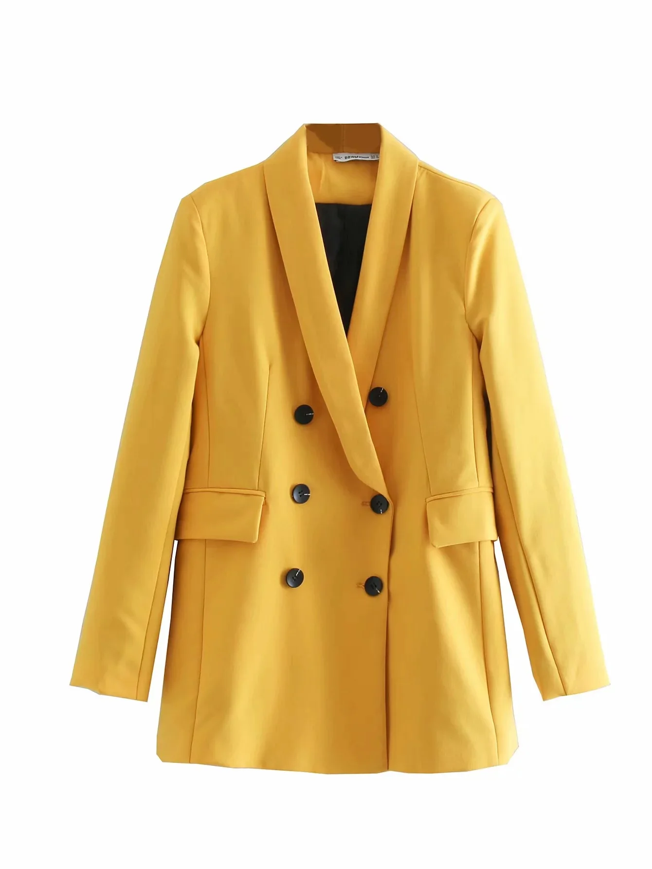 Heydress women fashion solid double breaste blazer office lady summer autumn new elegant Blazer suit - Цвет: yellow top