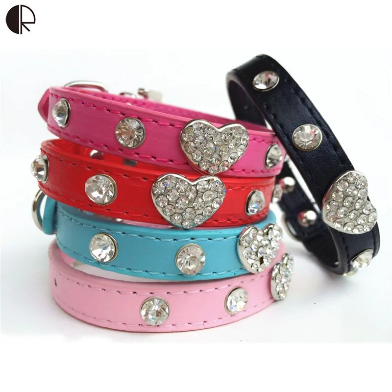 Beautiful Sparkling Rhinestone Heart Cat and Dog Collar Pet kitten and ...