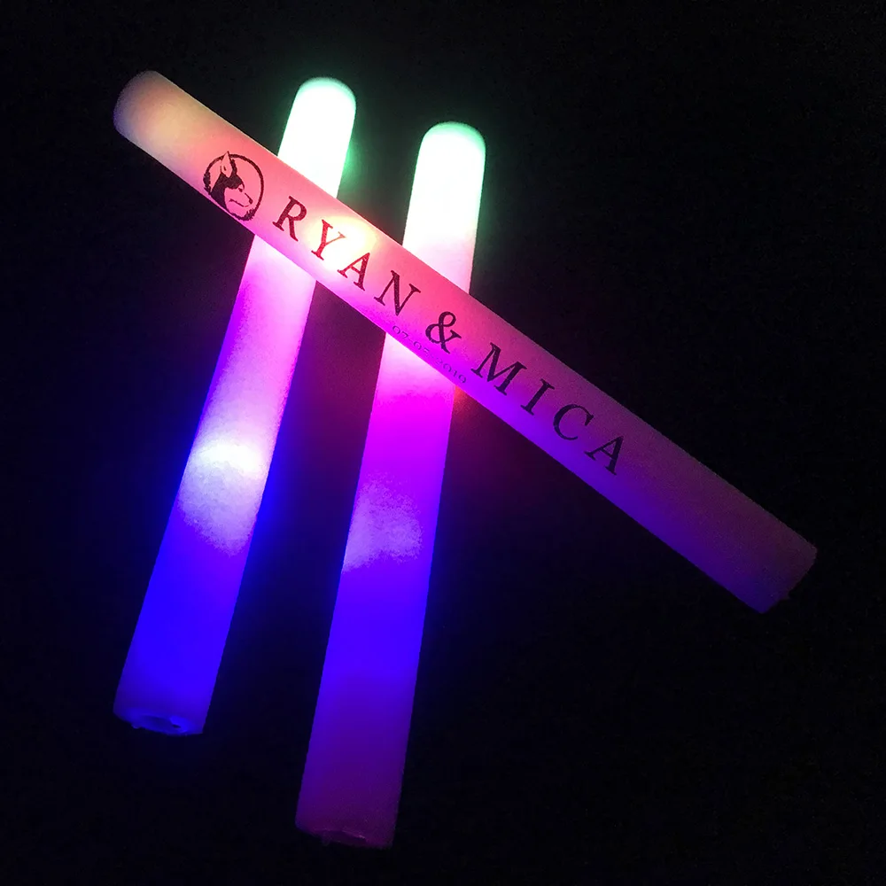 

Glow Sticks 100pcs LED Party Light Stick with 3 Battery 3 Flashing Light Up Foam Stick for Wedding Birthday Glow Party Supplies
