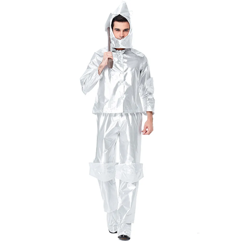 Adult Tin Man Cosplay Costumes Hat Top Pants Footstraps 4PCS Set Halloween Cos
