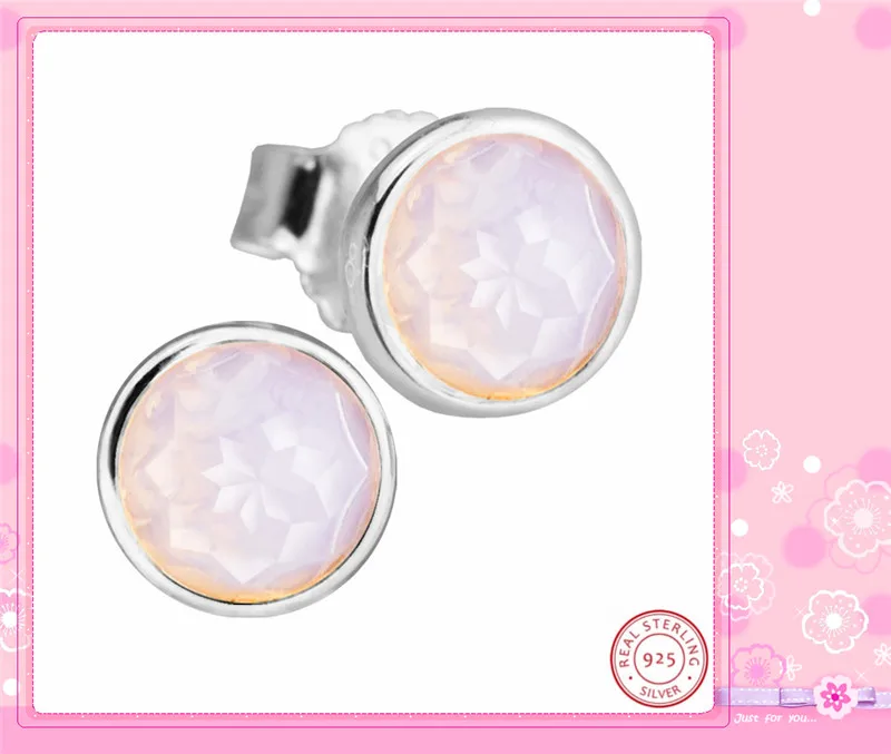 Октября Камень молочный Розовый Кристалл Капли серьги для Для женщин серебро 925 ювелирные изделия нежность и заботы FLE080-10