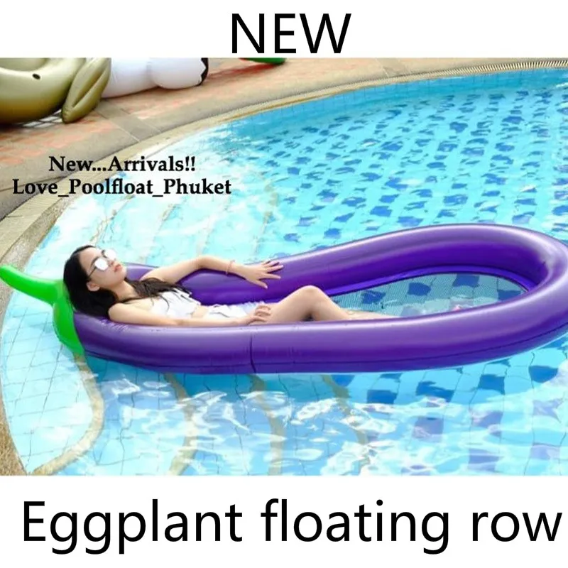 

250CM Beach Mat 100inches Inflatable Giant Eggplant Pool Float Mattress Water Party Toys Sunbathe Bed Swimming Ring Circle New