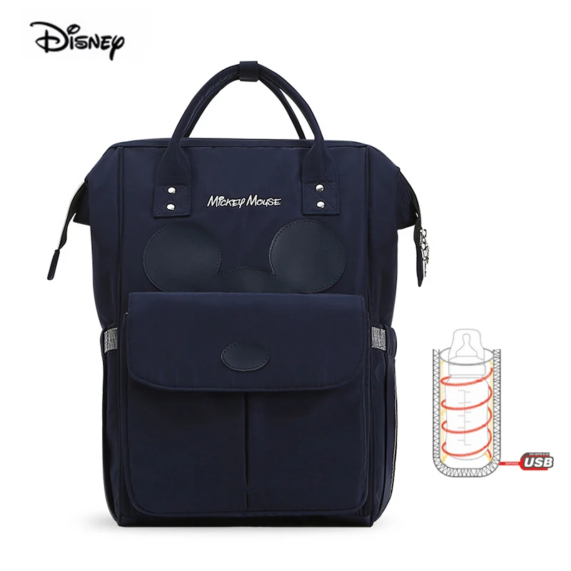 Disney, сумка для мамы, женская, многофункциональная, подгузник, детская, USB, бутылка, изоляция, сумка для беременных, большая емкость, рюкзак для подгузников, красный - Цвет: Dark blue