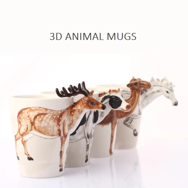 Креативная керамическая кружка ручной работы, кружка для кофе, чая, напитков, 3D животное, динозавр, жираф, олененок, обезьяна, собака, корова, верблюд, слон, бык, кошка