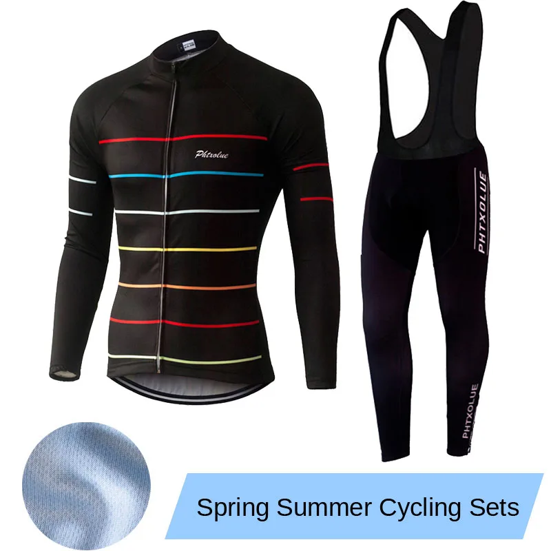 Phtxolue, осенне-зимняя теплая флисовая велосипедная одежда, длинные комплекты, одежда для велосипеда, весна-лето, велосипедные майки, комплекты QY071 - Цвет: Spring Summer