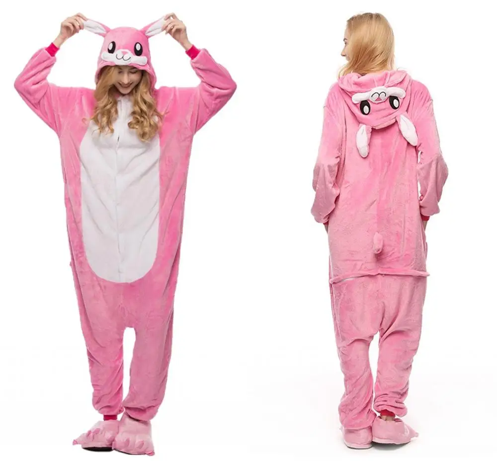 

2019 Autumn Unisex Adults Animal Pajamas Anime Onesie Stitch Unicorn Panda Bear Flannel Cartoon Cute Warm Cosplay Sleepwear