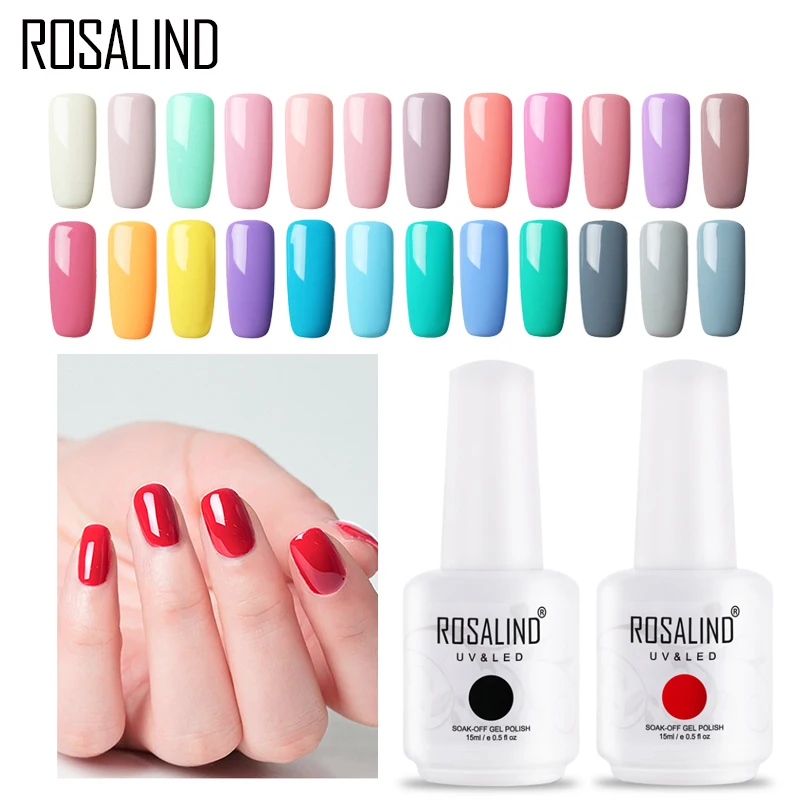 

ROSALIND gel nail polish Art Vernis Semi Permanant UV Top Coat Hybrid Varnishes Soak Off Nail Gel Tips White Manicure Set