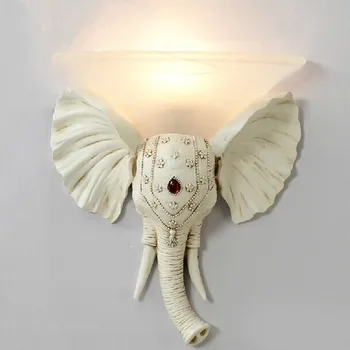 

hallway Elephant Wall light sconce with glass shade Art Studio Resin Wall Lamp Arandela Bedside Aisle Bathroom mirror Lighting