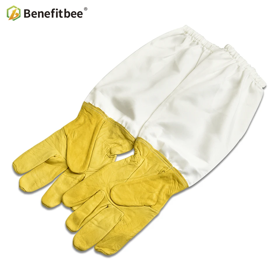 Benefitbee Beekeeper Prevent Gloves Protective Sleeves Ventilated Professional Anti Bee for Apiculture Beekeeper Beehive Yellow