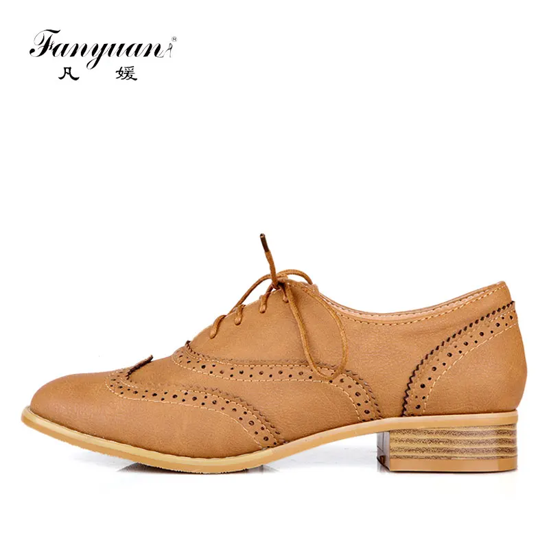 online Fanyuan Oxford flats mulheres sapatos 2018 concisa Pontas do dedo do pé de Costura Lace up sólidos flats conforto senhora Vestir sapatos oxford tamanho 34 43