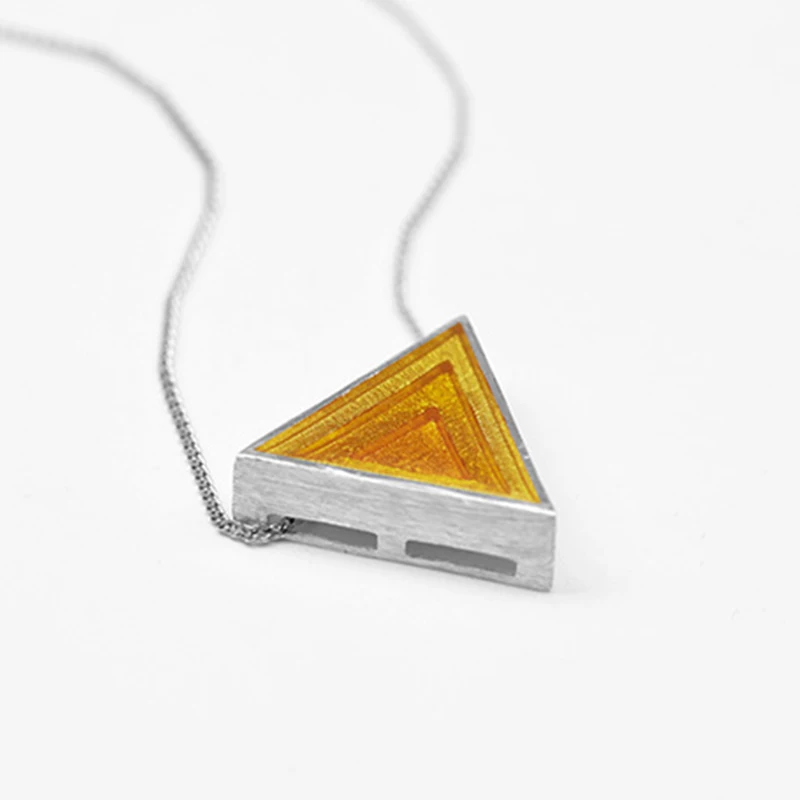 Lotus Fun реальные 925 серебро минимализм Стиль Ювелирные украшения геометрический Треугольники Дизайн смола кулон без Цепочки и ожерелья - Цвет камня: Цвет: желтый