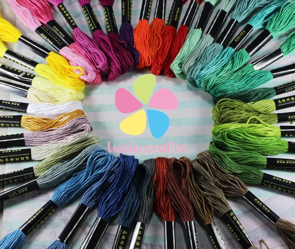 Распродажа! Lucia crafts 12 шт Случайные Смешанные цвета вышивка крестиком хлопок нить шитье, моток пряжи ремесло W0211