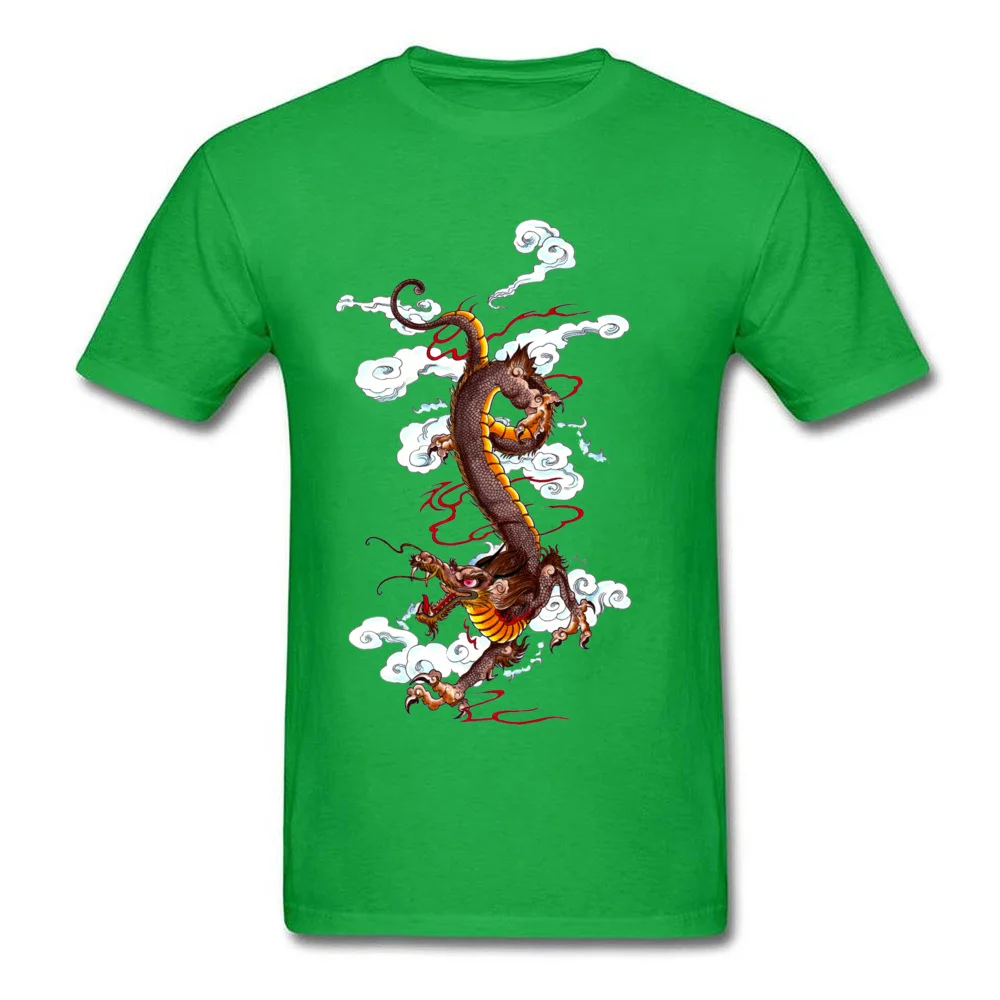 New Arrival Men's T-Shirt Round Neck Short Sleeve Cotton Golden Dragon T Shirt Summer Tee Shirts Drop Shipping Golden Dragon green