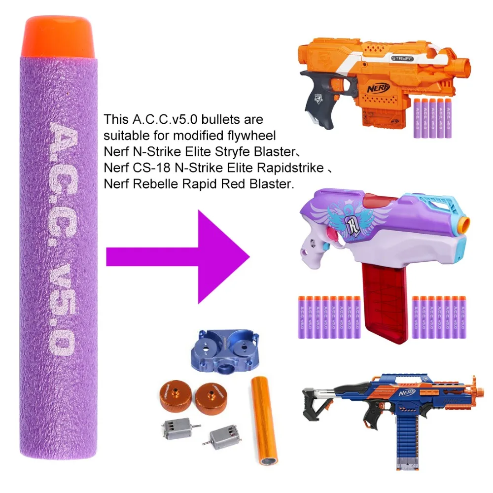 

100pcs acc 5.0 Soft Bullet Hard Head Type Foam Bullets for Nerf N-strike Elite Series