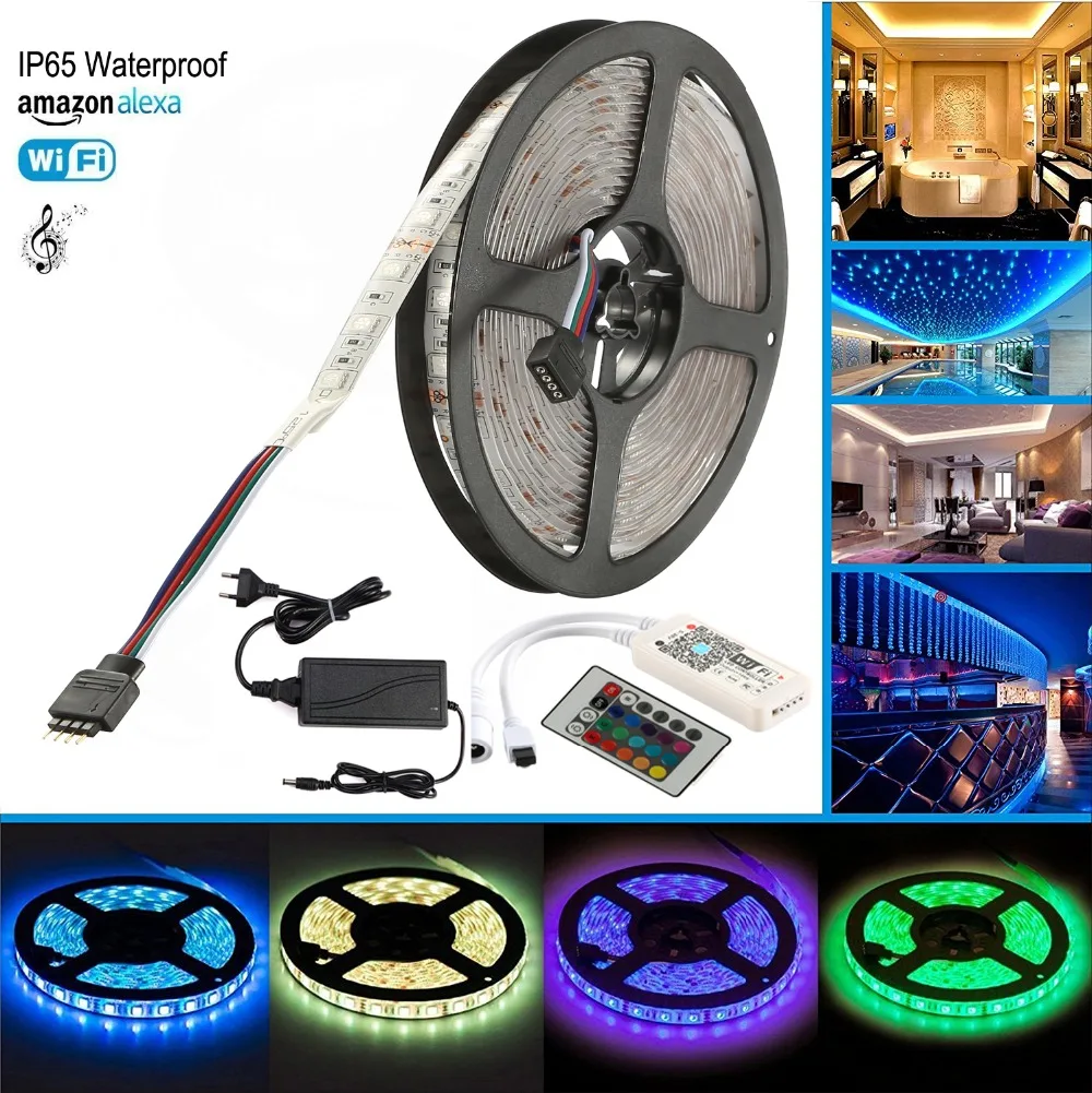 WiFi LED Strip 5M 5050 DC 12V 300 LED RGB RGBW IP65 Waterproof strip