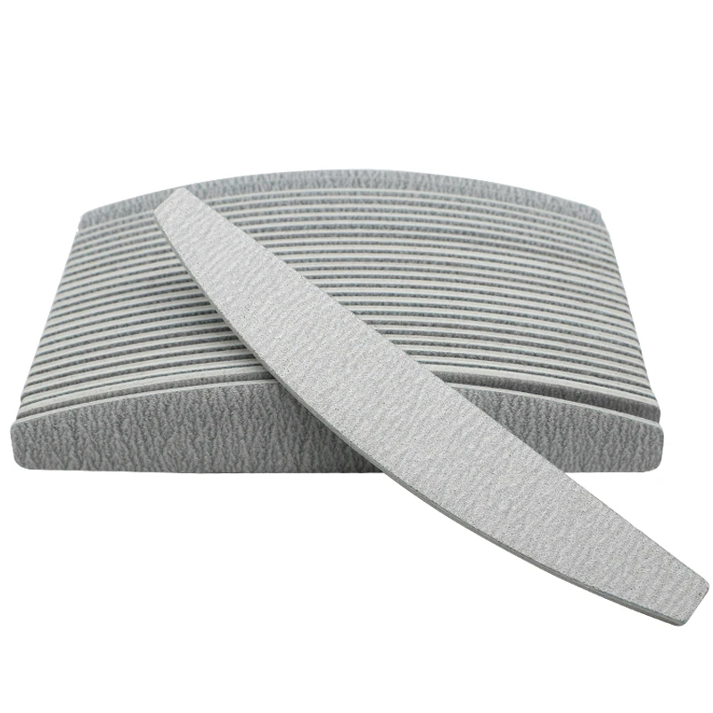 

25Pcs/Lot Nail File Buffer Block Sanding Sandpaper 100/180 Half Moon Manicure Nail Files block Nail Care Beauty Tool Grey Boat