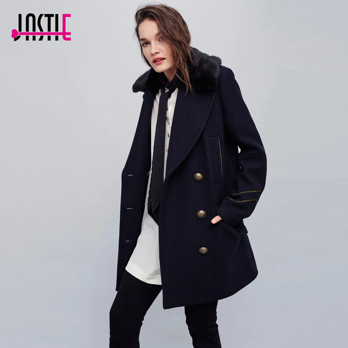 Urban Republic Juniors Double Ted Long Wool Peacoat Coat Plus Full Figured Double T Pea Coat