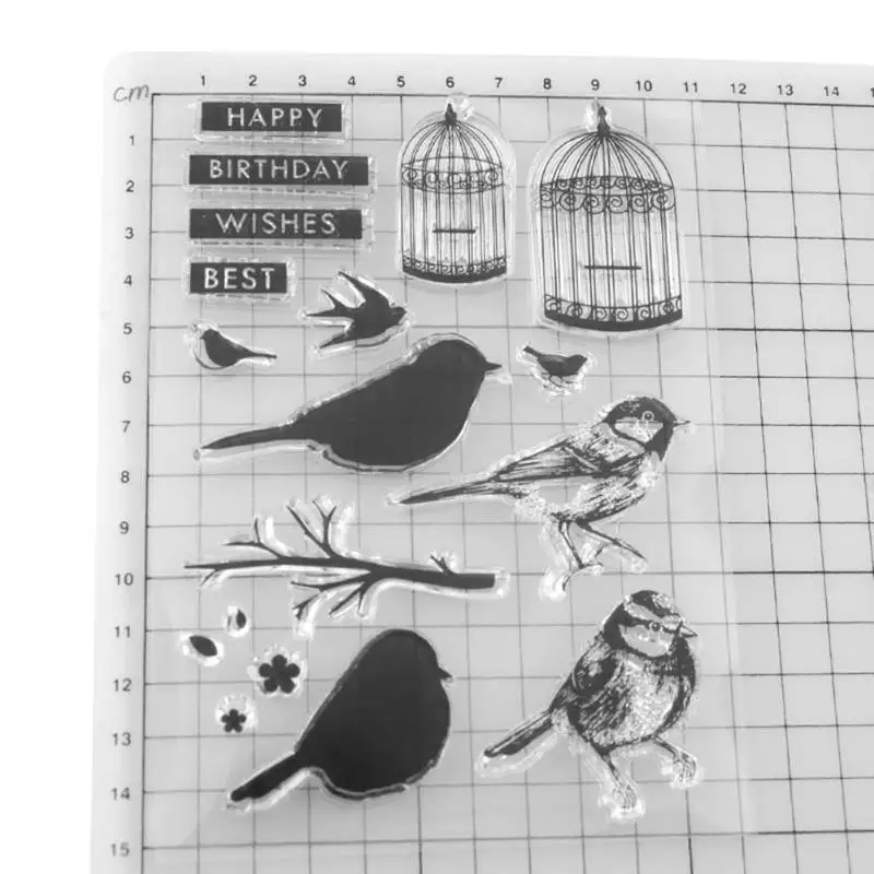 Transparent Stamp Silicone Seal Bird Cage Seal Tableware for DIY Scrapbooking Album Craft Card Making Gift