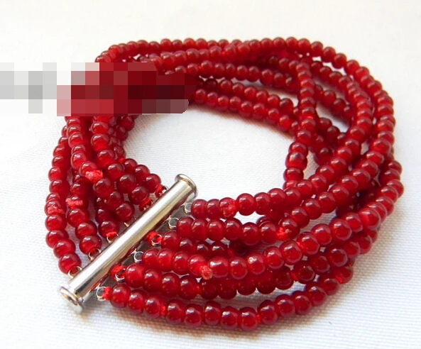 

FREE SHIPPING>>>@@ > 09533 6Strands Round Red Jade Bracelet