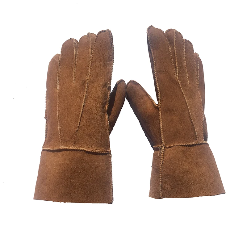 Winter Fashion Real Leather Wool Fur Men's Gloves Heavy Type Warming Male Sheepskin Leather Fur Gloves NM7