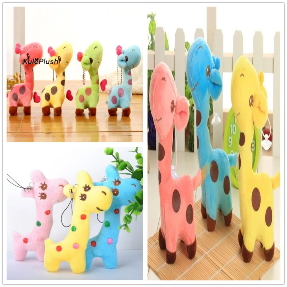 

3Sizes - Hot NEW 8CM-18CM Giraffe Plush Stuffed TOY , key chain sucker pendant Plush giraffe TOY DOLL