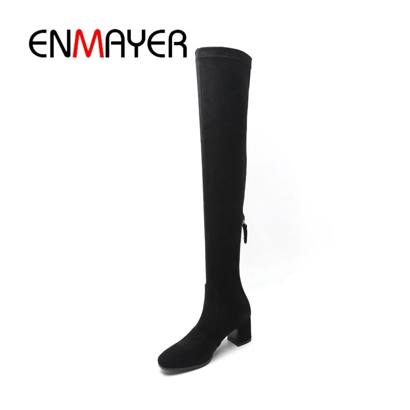 La Invierno Cremallera Rodilla Por Cr1330 Black Tacones Básicas 40 Zapatos Mujeres Punta Tamaño Rebaño gray Enmayer Med Las Encima Redonda De 33 Mujer Bolso Botas wnqYC41xz